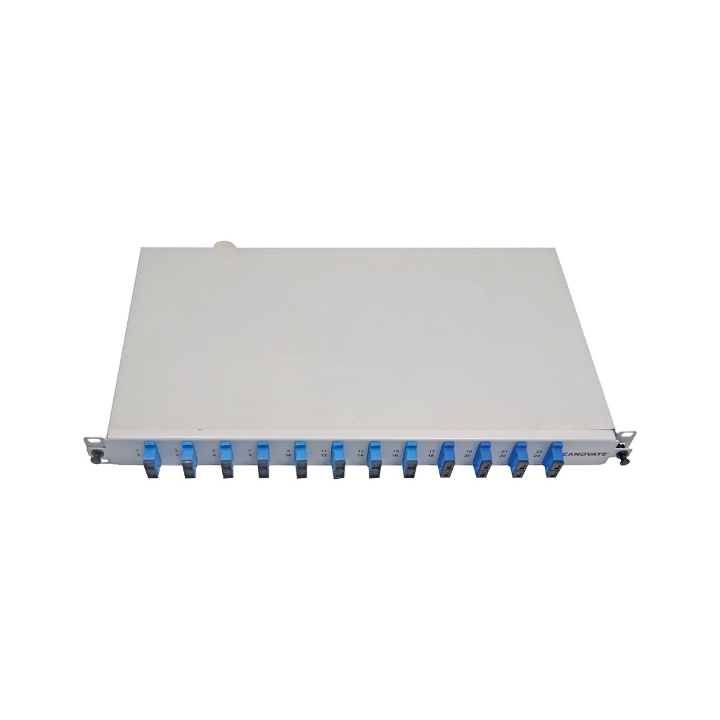 1u 19” MEK. SÜRGÜLÜ PATCHPANEL SC UPC DUBLEX 12XADAPTÖR 24XPIGTAIL RAL7035