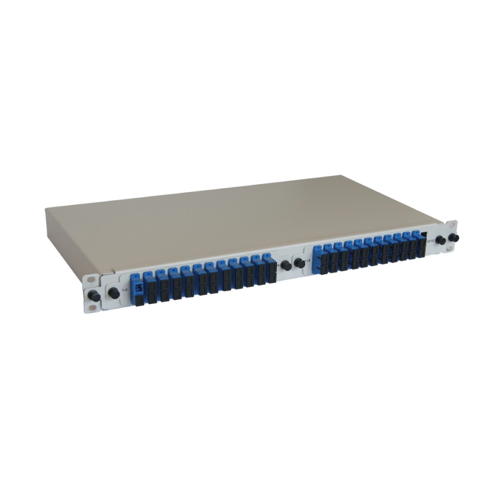 1u 19” MEK. SÜRGÜLÜ PATCHPANEL SC UPC DUBLEX 24XADAPTÖR 48XPIGTAIL RAL7035